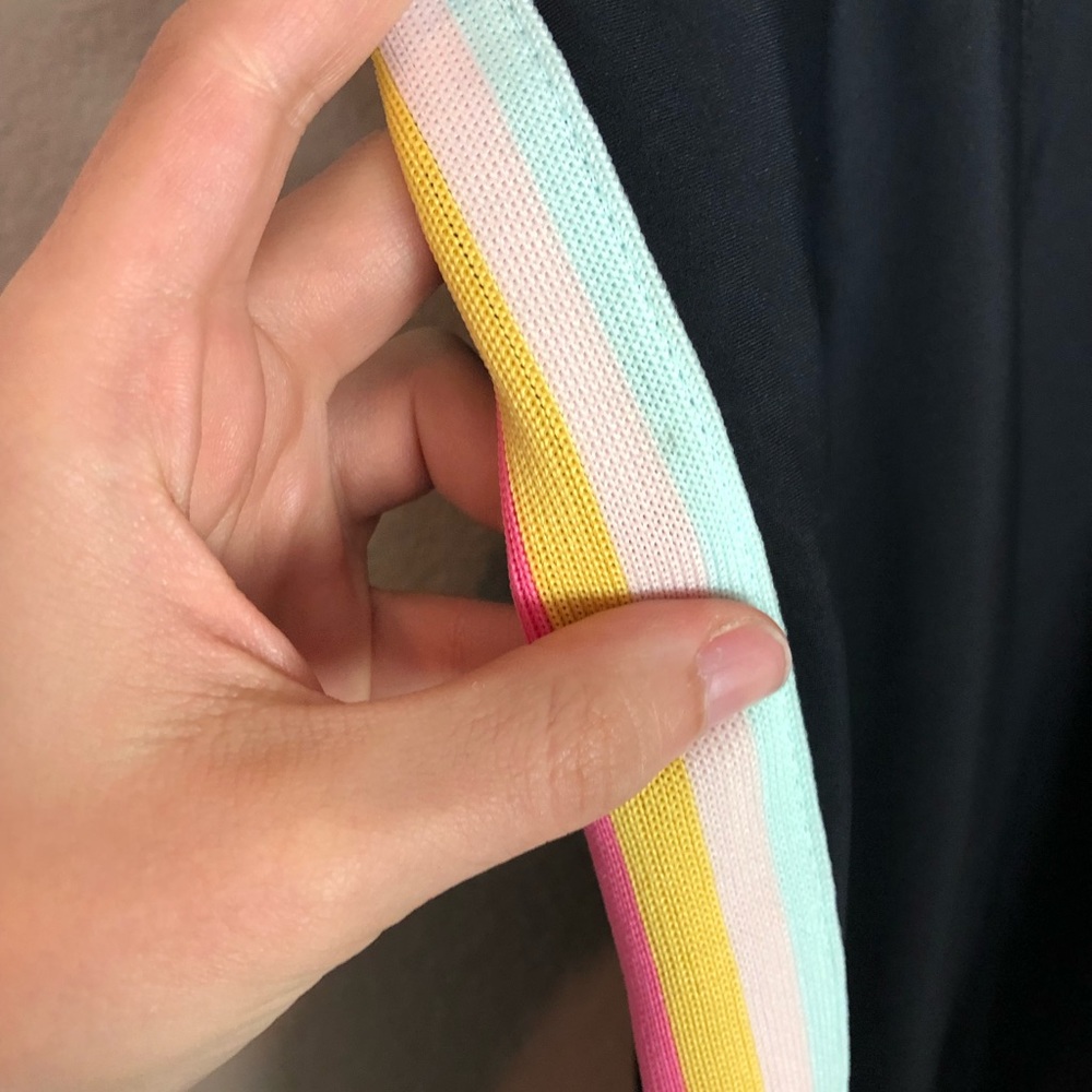Spiritual Gangster Black Leggings with Rainbow Side Stripes - Picture 2 of 7